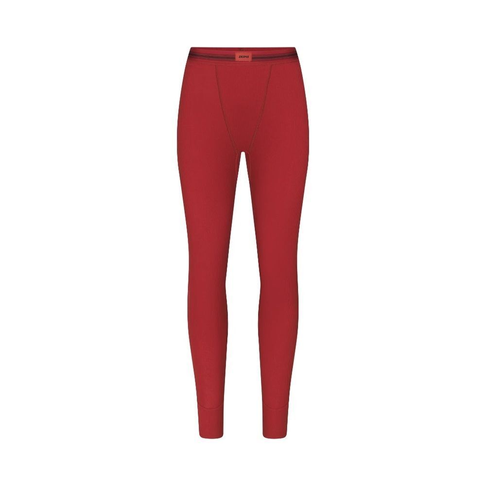 SKIMS Red Cotton Rib Knit High Rise Leggings Sz S